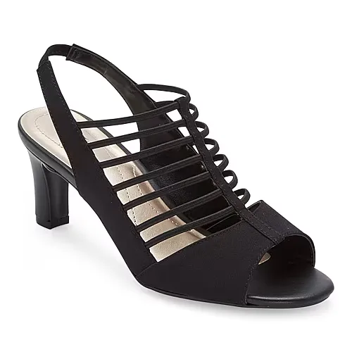 east 5th Neville Womens Round Peep Toe Block Heel Pumps, 8 1/2 Medium, Black