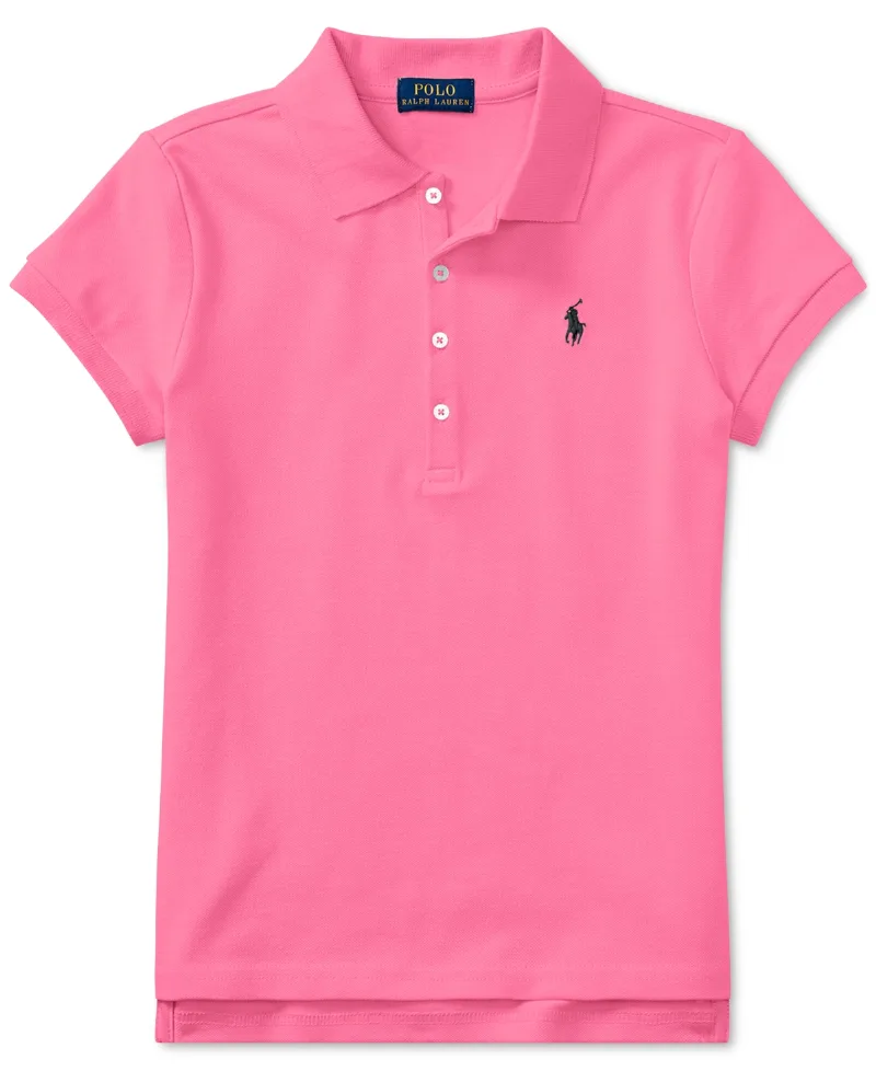 Polo Ralph Lauren Girls 2T-6X Short Sleeve Stretch Cotton Mesh Polo Shirt - Baja Pink