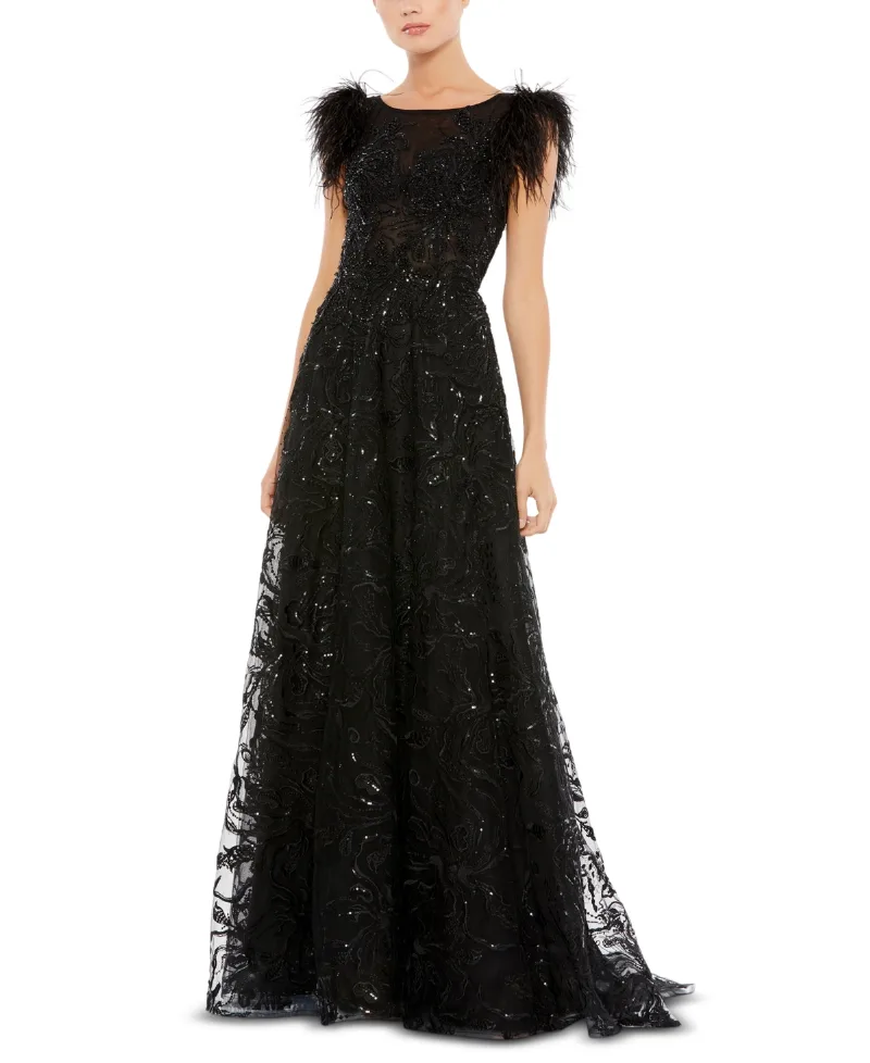 Mac Duggal Women's Embellished Lace Gown - Black