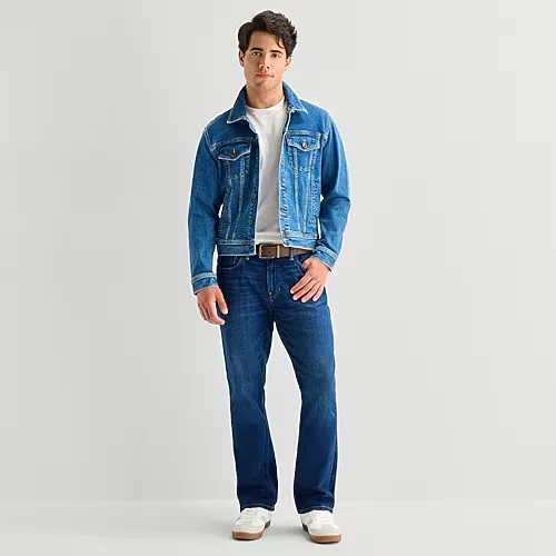 mutual weave Mens Stretch Bootcut Jean, 36 32, Blue