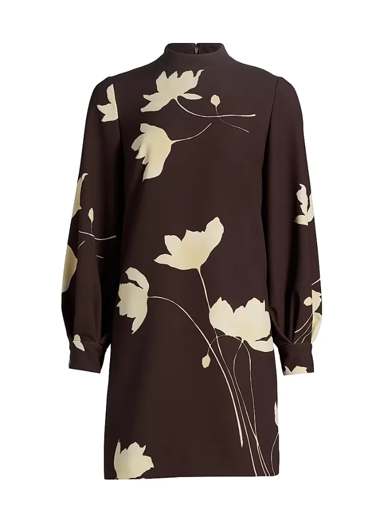 Women's Elizabeth Floral Crêpe Minidress - Cocoa Sunlight - Size 8