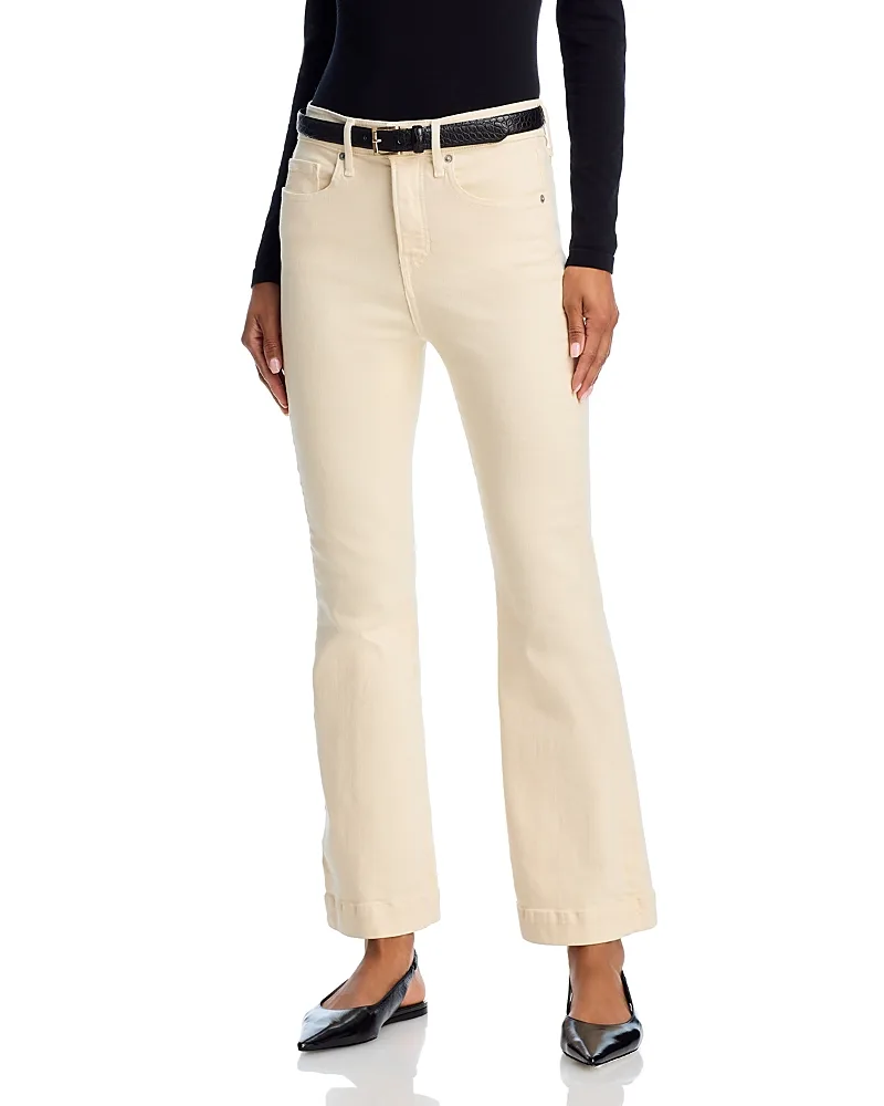 Veronica Beard Carson High Rise Ankle Flare Jeans in Ecru
