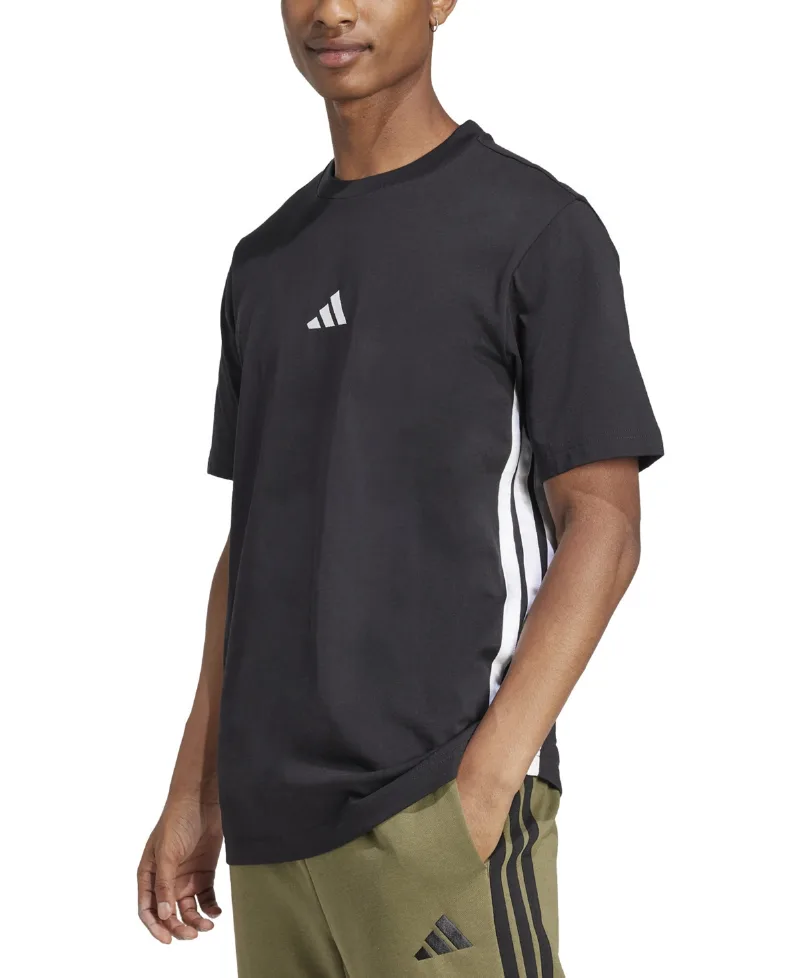 adidas Men's Essential Three-Stripes Single Jersey T-Shirt - Black/White