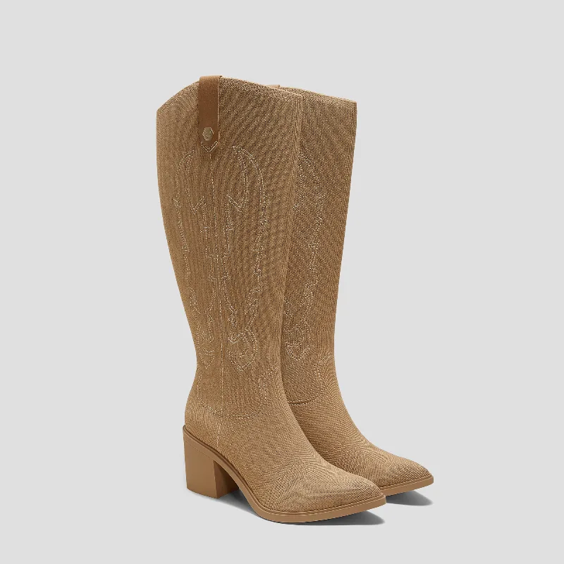 VIVAIA Pointed-Toe Western Knee-High Boots (Willow)|NUTMEG|US 5