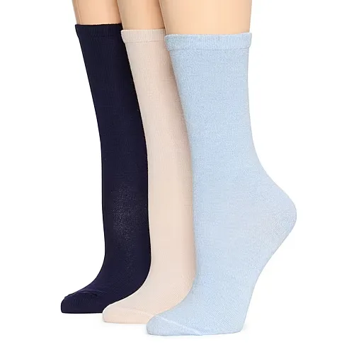 Mixit Everyday Essential Womens 3 Pair Crew Socks, 4-10, Blue