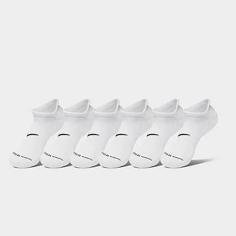 Nike Men's Everyday Elevated No-Show Socks (6-Pack) in White/Black Size: Medium