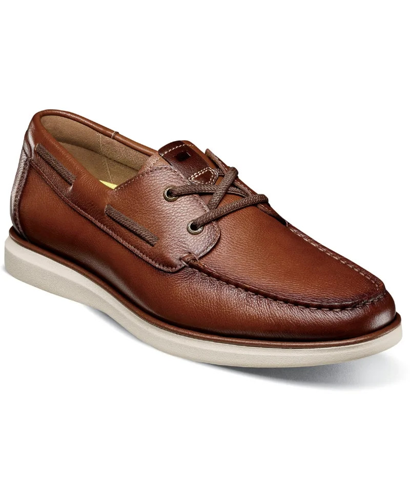 Florsheim Men's Tropics Moc Toe Elastic Lace Boat Shoe - Cognac