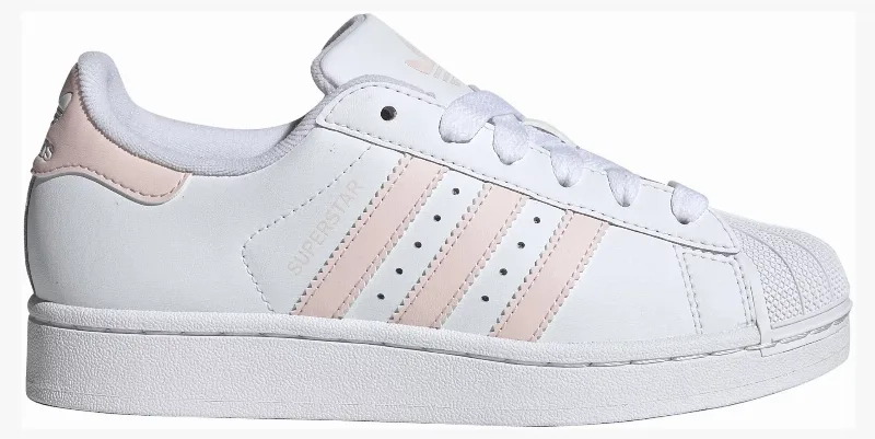 adidas Kids' Grade School Superstar II Shoes, Size 6, White/Sandy Pink/White