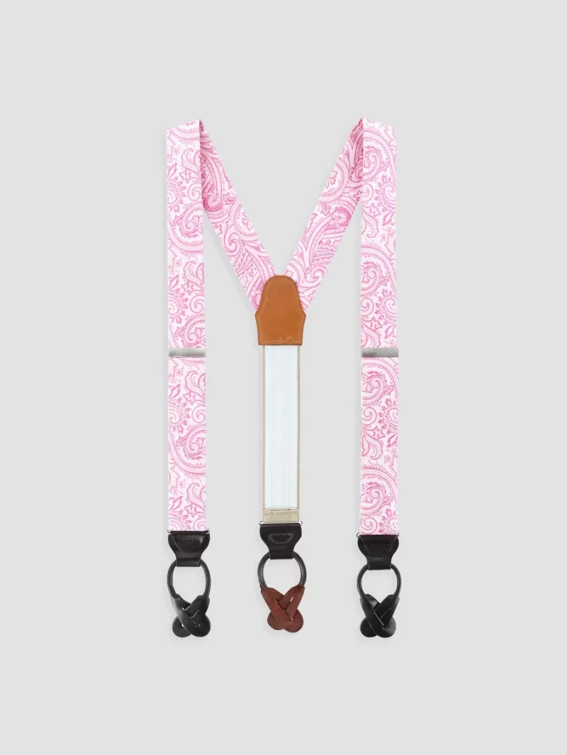 Men The Sobee Paisley Suspenders - Pink