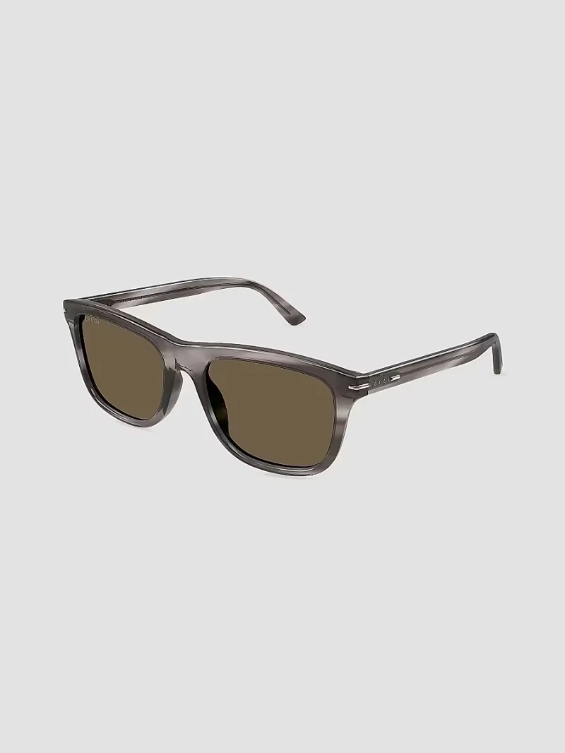 Men's GG Line Squared Recycled Acetate Sunglasses - Havana