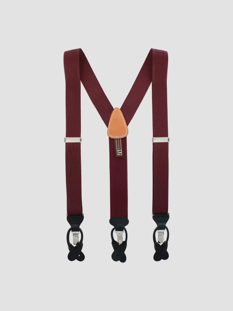 Men Classic Convertible Brace Suspenders - Burgundy