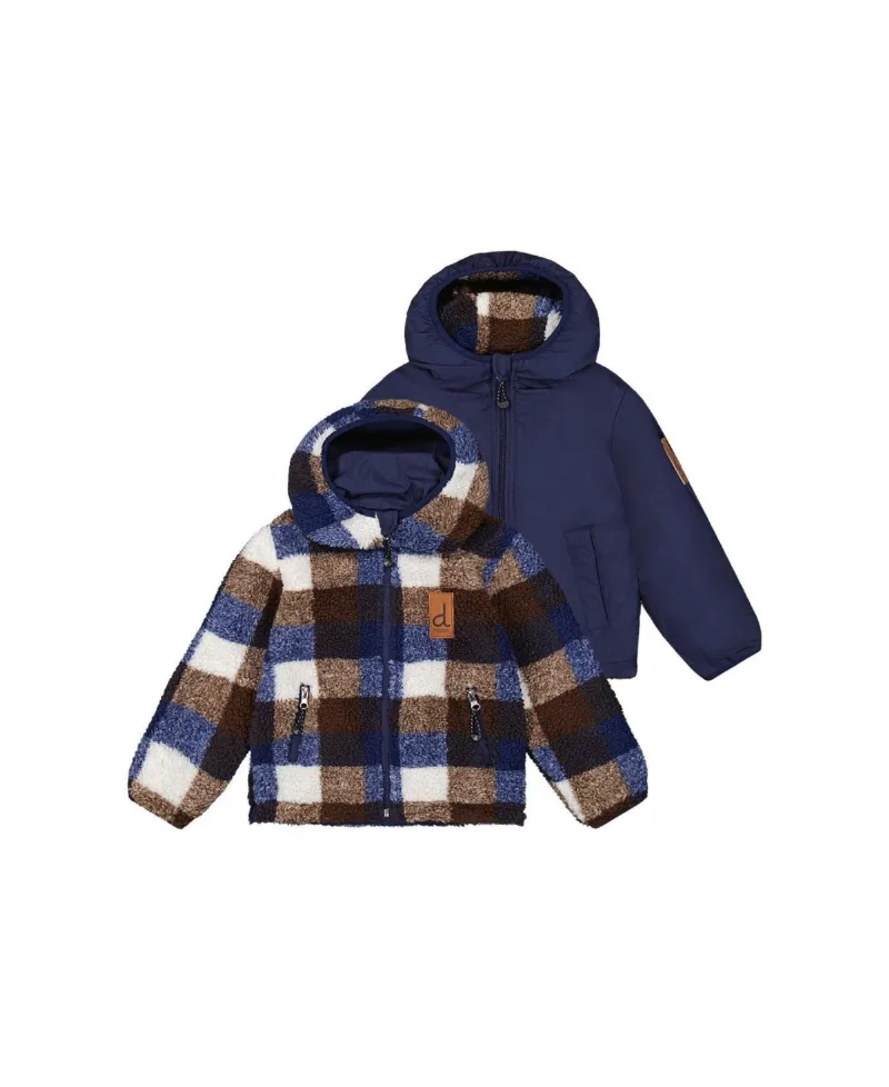 Deux par Deux Toddler Boys (2T-5T) Reversible Mid-Season Jacket - Dark blue and brown