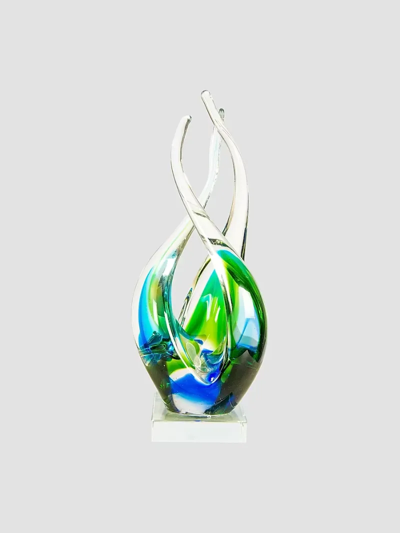 Coastal Harmony Handcrafted Art Glass Sculpture - Multi