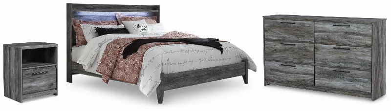 Ashley Baystorm King Panel Bed with Dresser and Nightstand, Gray
