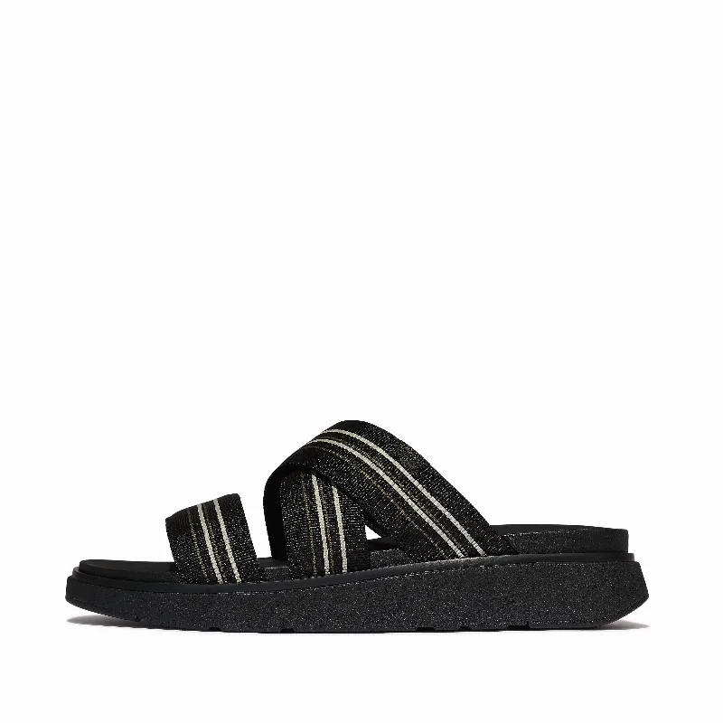 GEN-FF Mens Stripy-Webbing Strappy Slides