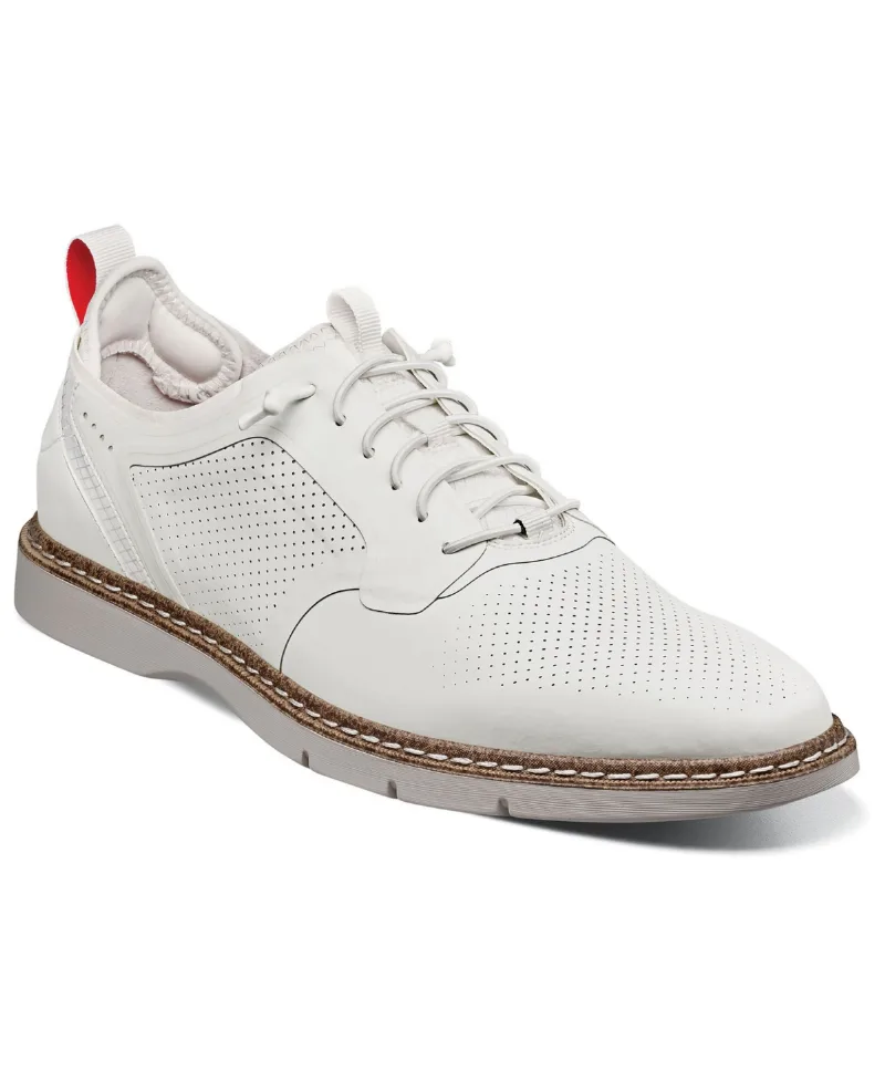 Stacy Adams Men's Synchro Plain Toe Elastic Lace Shoes - White
