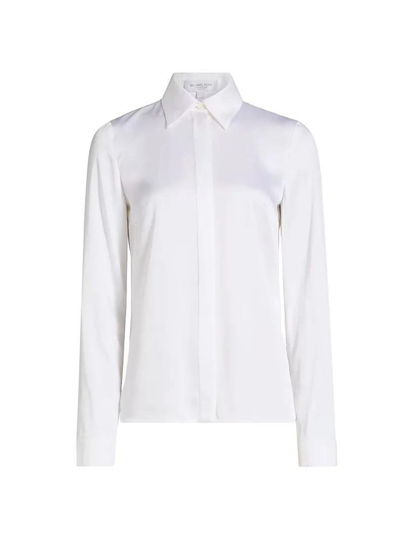 Michael Kors Collection Women's Hansen Charmeuse Shirt - Optic White - Size 0