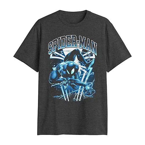 Mens Crew Neck Short Sleeve Regular Fit Spiderman Venom Graphic T-Shirt, Small, Black