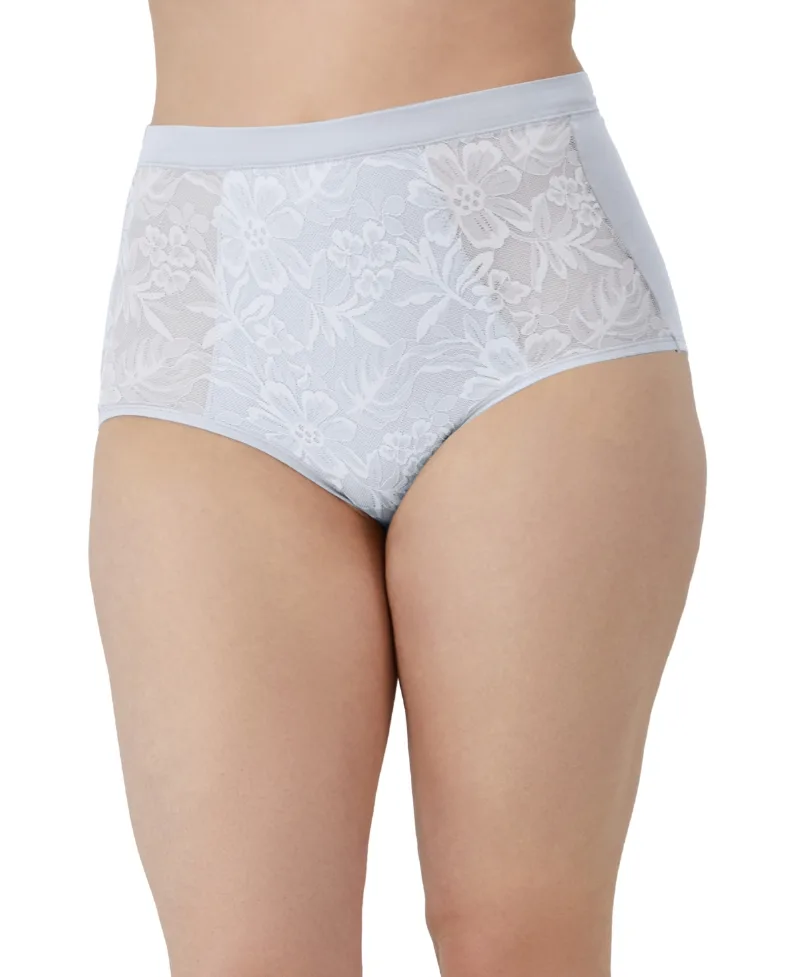 Bali Women's Breathe Lace High-Rise Brief Underwear Dfclbf - Salty Pepper Grey Lace