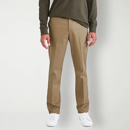 Dockers Signature Iron Free With Stain Defender Mens Comfort Waistband Straight Fit Flat Front Pant, 32 34, Beige
