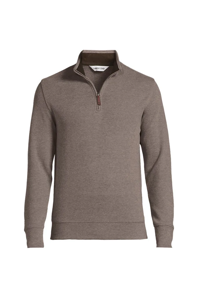 Bedford Rib Quarter Zip Pullover Sweater - Lands' End - Brown - L