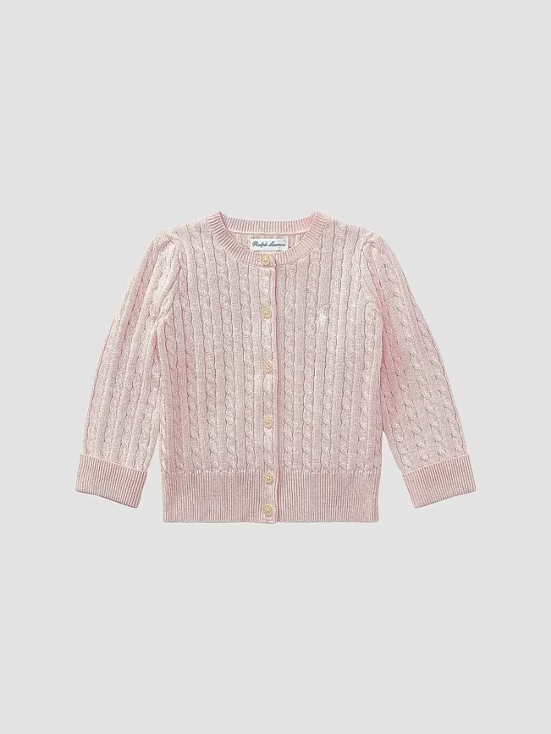 Polo Ralph Lauren Girl's Baby Girl's Cable-Knit Cotton Cardigan - Hint Of Pink - Size 12 Months