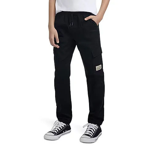 Levi's Big Kid Boys Adjustable Waist Drawstring Waist Cuffed Cargo Pant, Small (8), Black