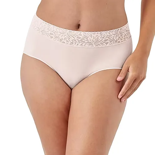 Bali Comfort Revloution Modern Seamless Lace Trim Brief Panty Dfmlbf, 5, Pink