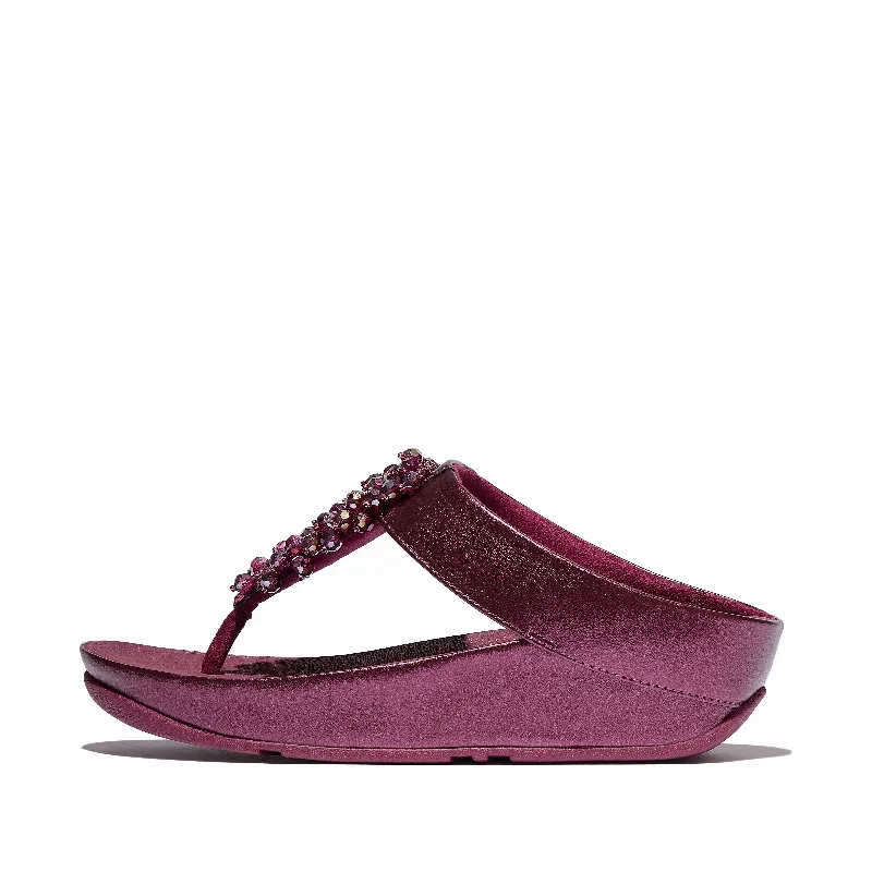 RUMBA Metallic Beaded Toe-Post Sandals