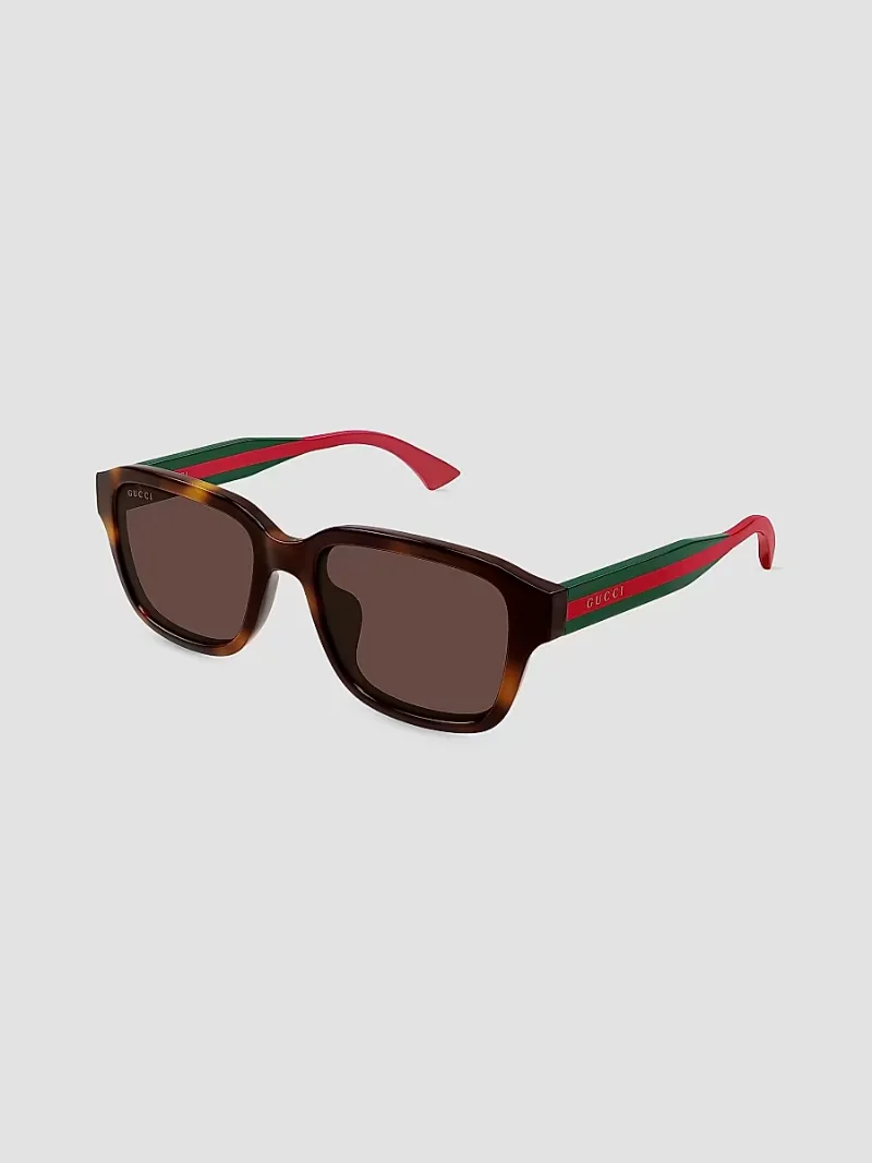 Gucci Men's New Pop Web 55MM Square Sunglasses - Havana