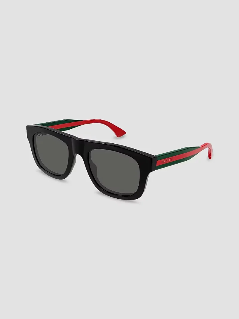 Gucci Men's New Pop Web 52MM Square Sunglasses - Black