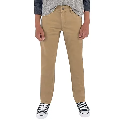 Levi's Sueded Big Kid Boys Adjustable Waist 511 Slim Fit Pant, 14 Husky, Beige