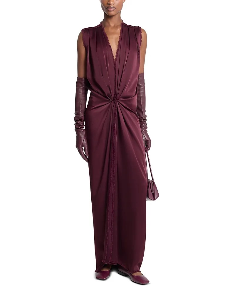 Michael Kors Collection Satcharm Draped Column Gown