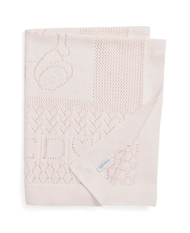 Polo Ralph Lauren Baby Boys or Girls Pointelle Knit Cotton Blanket - Delicate Pink