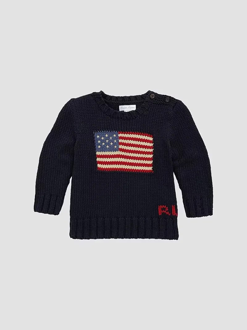 Polo Ralph Lauren Boy's Baby's Flag Sweater - Hunter Navy - Size 12 Months