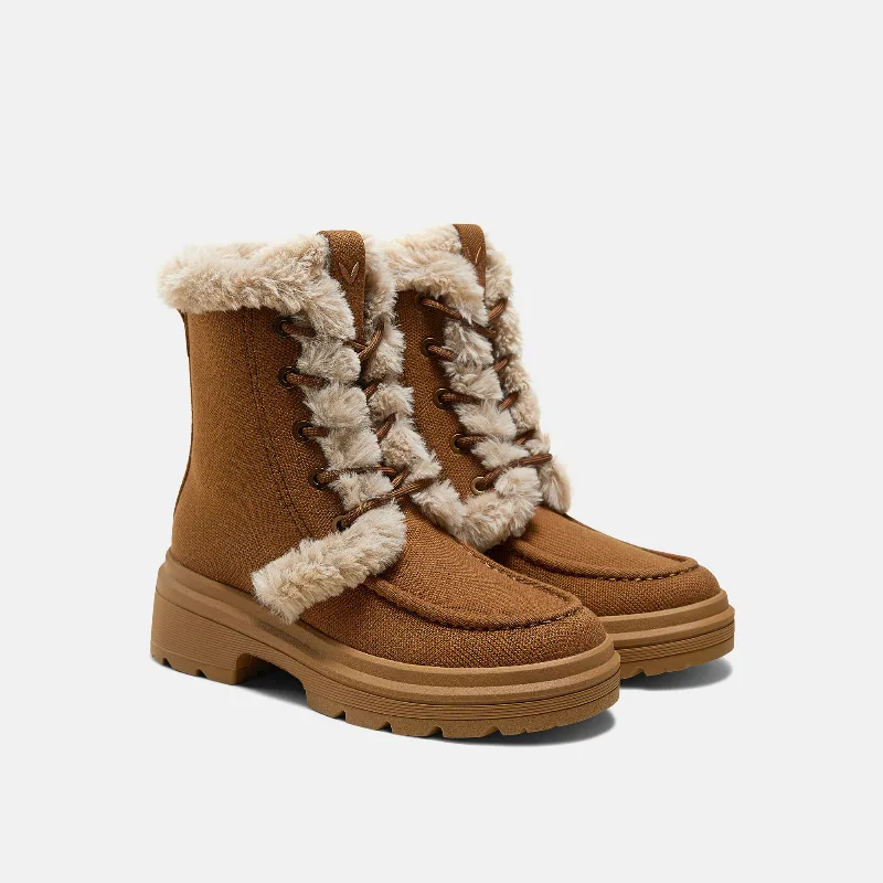 VIVAIA Faux Fur Water-Repellent Lightweight Warm Boots (Terry)|CARAMEL WOOL WATER PRF|US 6.5