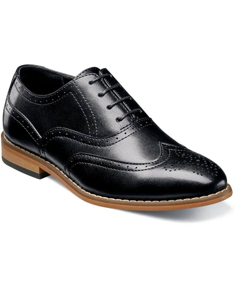 Stacy Adams Little Boy Dunbar Wingtip Oxford Shoe - Black