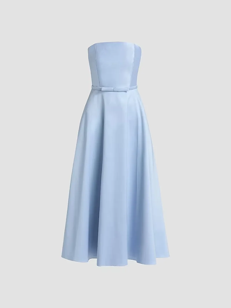 SACHIN BABI Women's Darian Satin Strapless Cocktail Midi-Dress - Ice Blue - Size 10