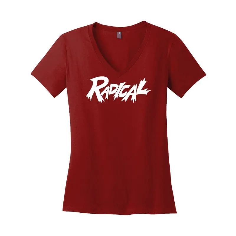 Coolwick Womens V Neck Classic Red Radical Bowling T-Shirt