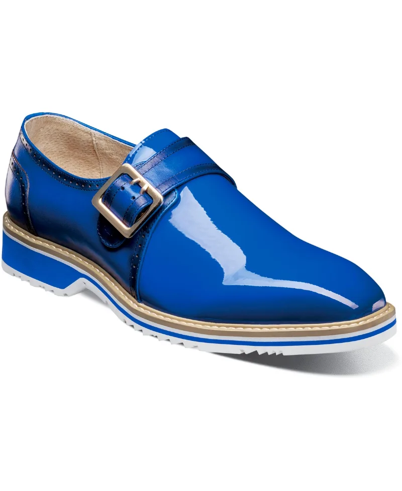 Stacy Adams Men's Bartram Plain Toe Monk Strap Shoe - Blue