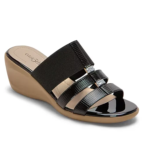 east 5th Womens Endi Wedge Sandals, 7 1/2 Medium, Black