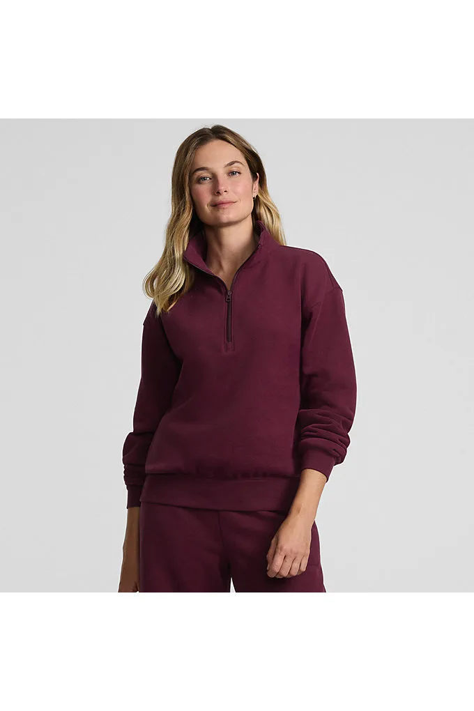 Women's Serious Sweats Relaxed Quarter Zip Pullover Sweatshirt - Lands' End - Red - L