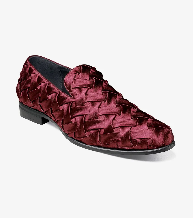 Stacy Adams Shoes Savoir Plain Toe Satin Slip On Burgundy Size 10.5