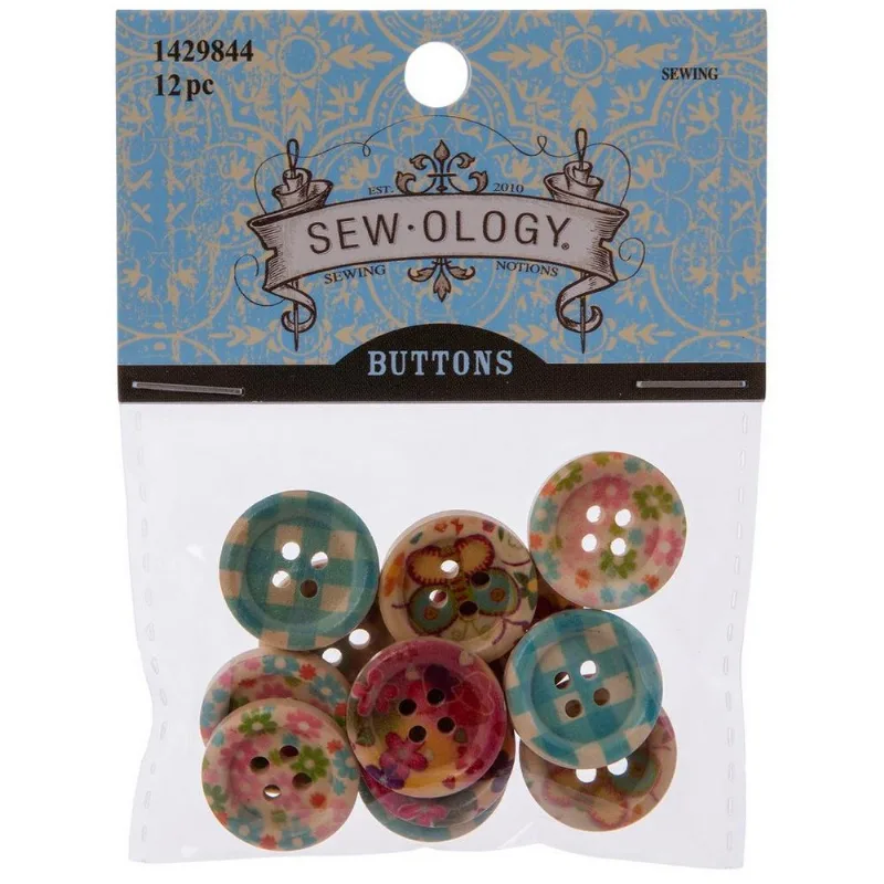 Gingham & Floral Wood Buttons - 18mm | Hobby Lobby | 1429844