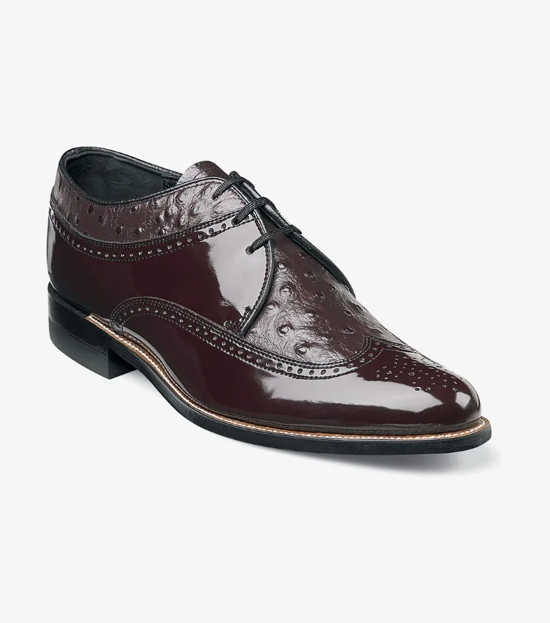 Stacy Adams Shoes Dayton Ostrich Wingtip Oxford Burgundy Size 10