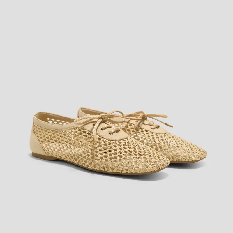 VIVAIA Square-Toe Mesh Flats (Carey)|NATURAL|9-9.5