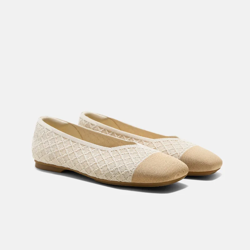 VIVAIA Square-Toe Margot V-Cut Flats (Margot 3.0)|YELLOW APRICOT QUILT|US 7.5