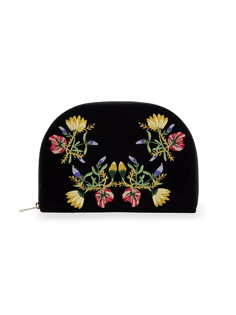 Wolf Zoe Embroidered Travel Jewelry Portfolio - Indigo