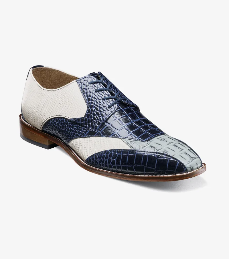 Stacy Adams Shoes Tristano Modified Bike Toe Oxford Dark Blue Multi Size 9
