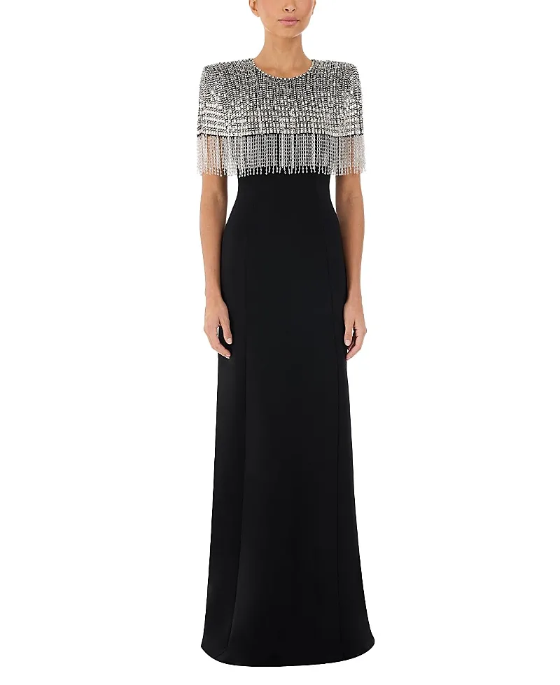 Jenny Packham Sabine Beaded-Fringed Maxi Dress